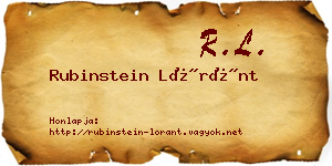 Rubinstein Lóránt névjegykártya